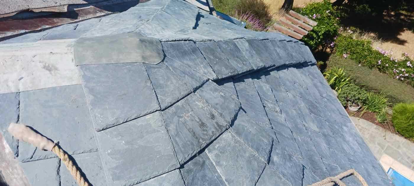 Natural slate roof tile detail, Merced, CA